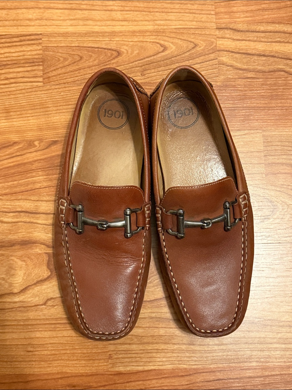 1901 Men's Tan Leather Bit Slip-On Loafers